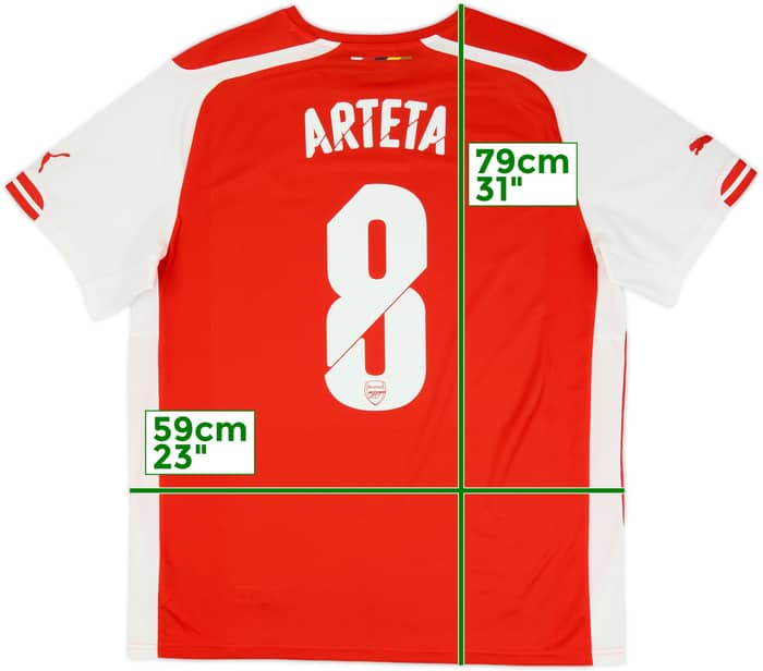 2014-15 Arsenal Home Shirt Arteta #8 - 9/10 - (XL)