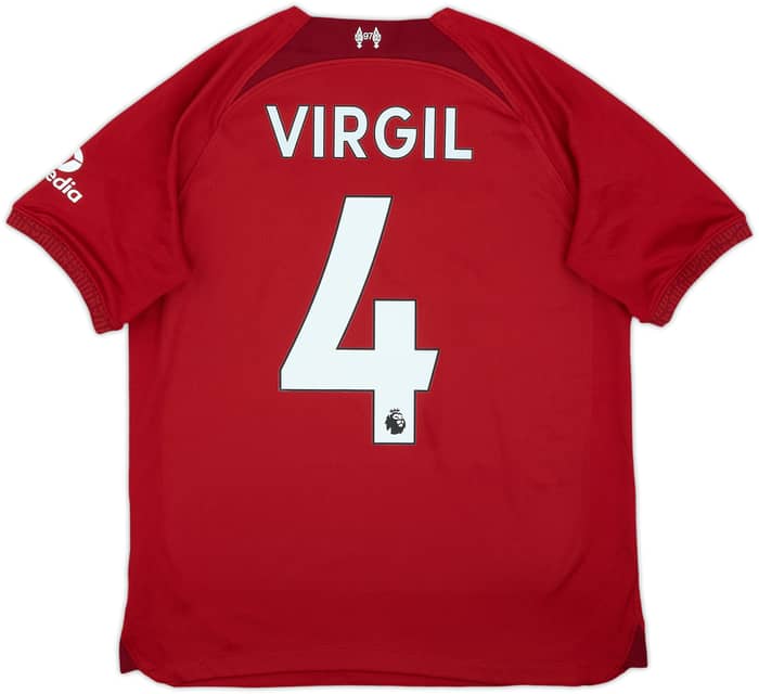 2022-23 Liverpool Home Shirt Virgil #4 - 6/10 - (XL.Boys)