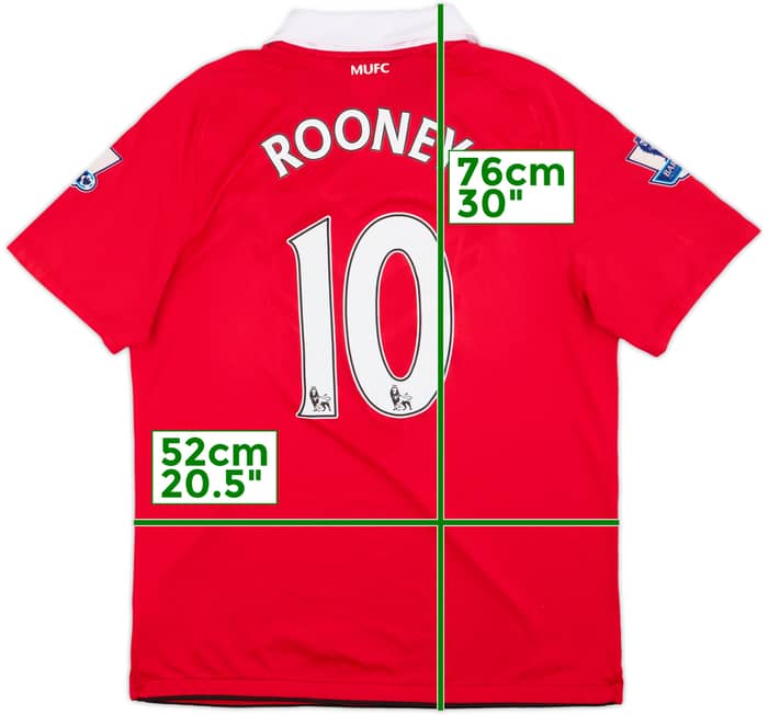 2010-11 Manchester United Home Shirt Rooney #10 - 8/10 - (L)