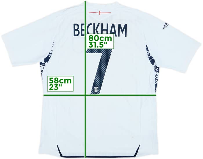 2007-09 England Home Shirt Beckham #7 - 6/10 - (XL)