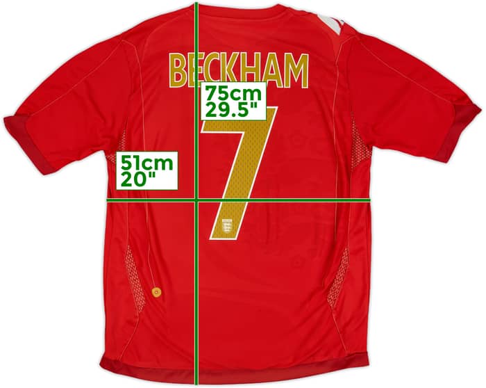 2006-08 England Away Shirt Beckham #7 - 5/10 - (L)