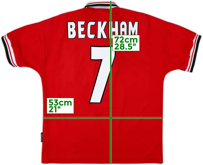 1998-00 Manchester United Home Shirt Beckham #7 - 7/10 - (M)