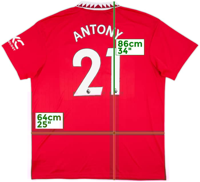 2022-23 Manchester United Home Shirt Antony #21 - 10/10 - (XXL)