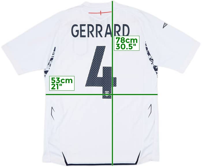 2007-09 England Home Shirt Gerrard #4 - 4/10 - (L)