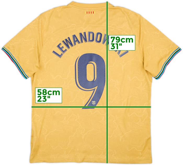 2022-23 Barcelona Away Shirt Lewandowski #9 - 9/10 - (XL)