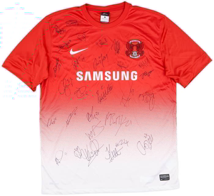 2013-14 Leyton Orient Squad Signed Home Shirt - 8/10 - (L)
