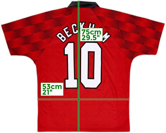 1996-98 Manchester United Home Shirt Beckham #10 - 8/10 - (M)