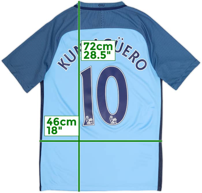 2016-17 Manchester City Camiseta Local Kun Aguero #10 - 9/10 - (S)