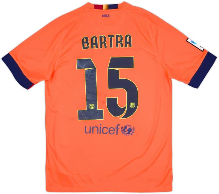 2014-15 Barcelona Away Shirt Bartra #15 - 5/10 - (M)