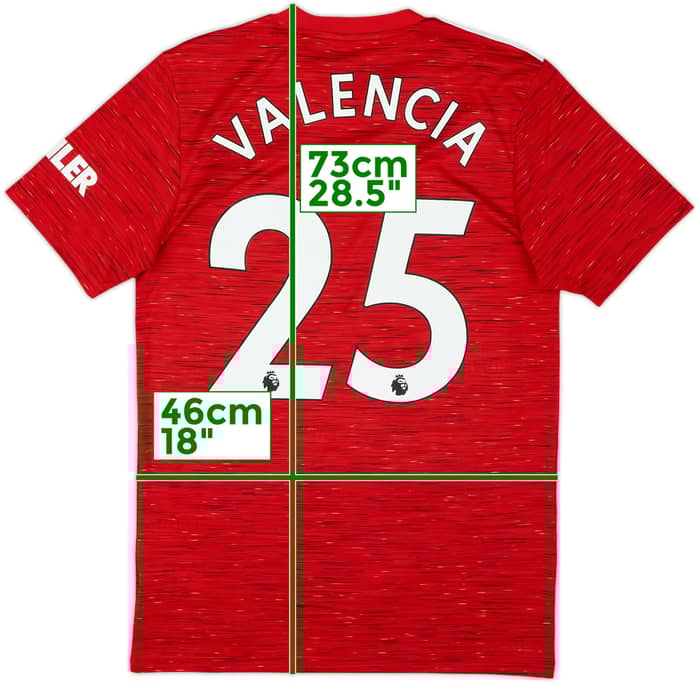 2020-21 Manchester United Home Shirt Valencia #25 - 8/10 - (S)