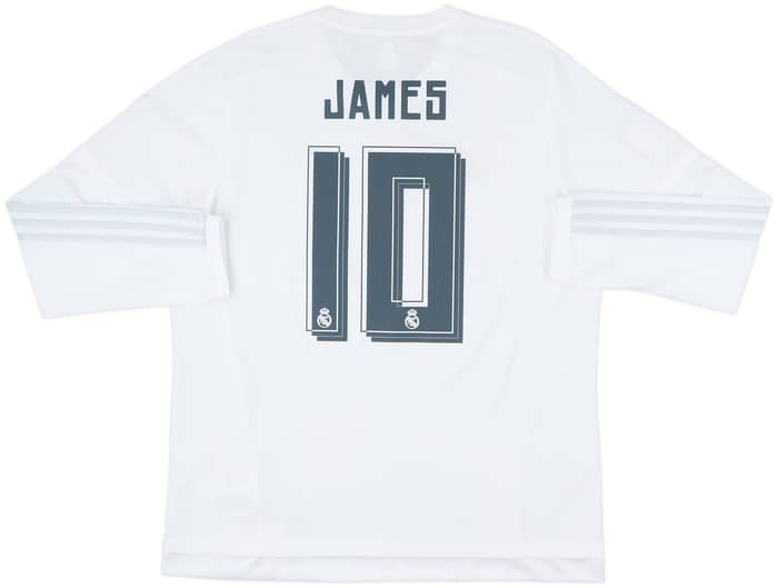 2015-16 Real Madrid Home L/S Shirt James #10 - 10/10 - (XL)