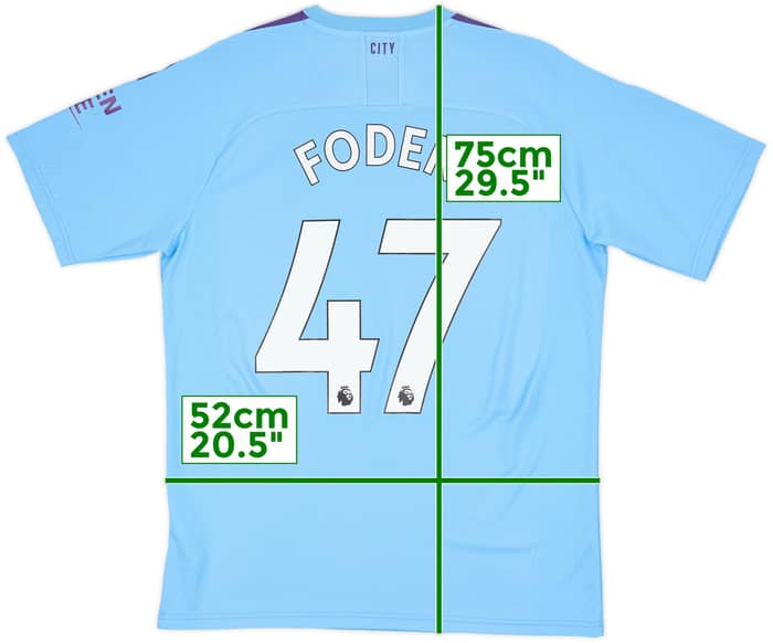 2019-20 Manchester City Home Shirt Foden #47 - 8/10 - (L)