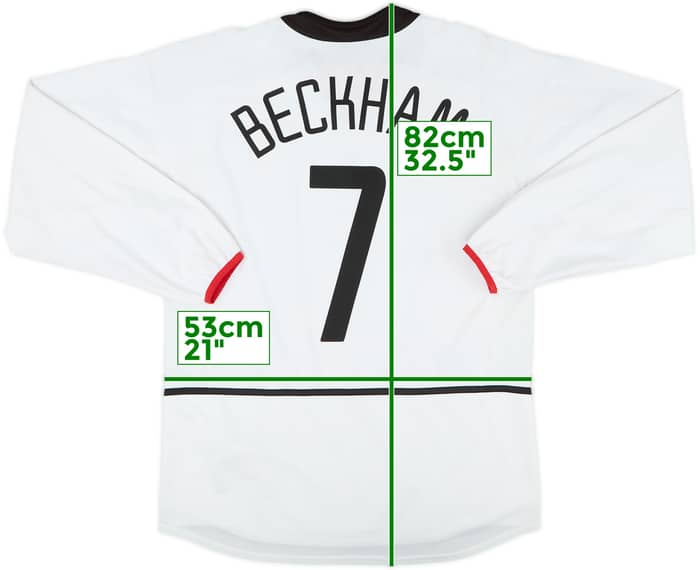 2002-03 Manchester United Away L/S Shirt Beckham #7 - 6/10 - (M)