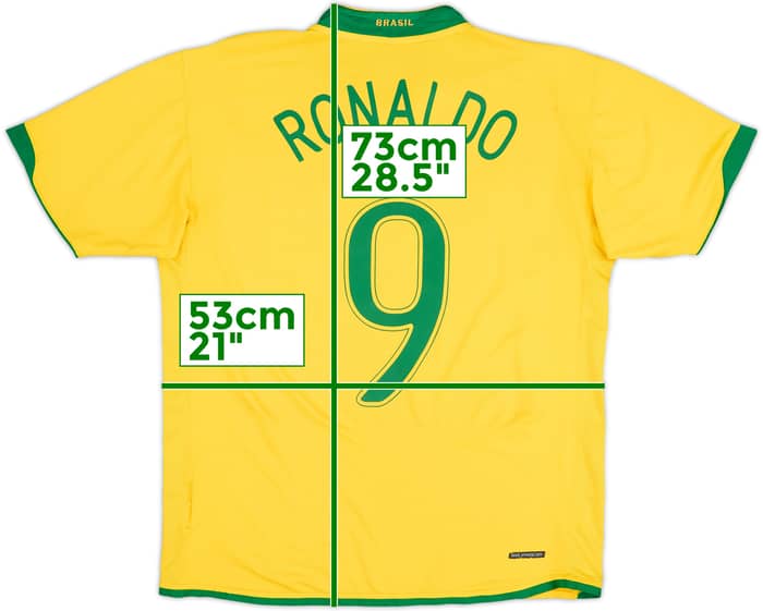 2006-08 Brazil Home Shirt Ronaldo #9 - 6/10 - (L)