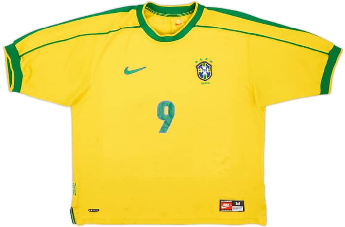 1998-00 Brazil Home Shirt Ronaldo #9 - 6/10 - (M)