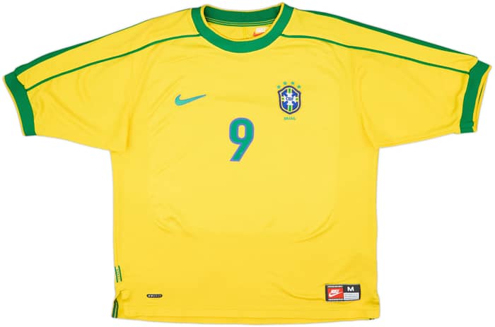 1998-00 Brazil Home Shirt Ronaldo #9 - 7/10 - (M)