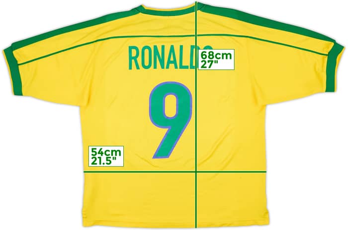 1998-00 Brazil Home Shirt Ronaldo #9 - 7/10 - (M)