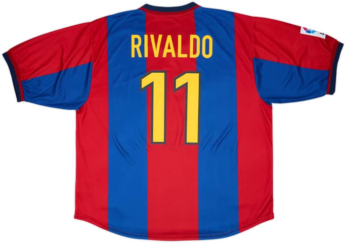 1998-00 Barcelona Home Shirt Rivaldo #11 - 8/10 - (XXL)