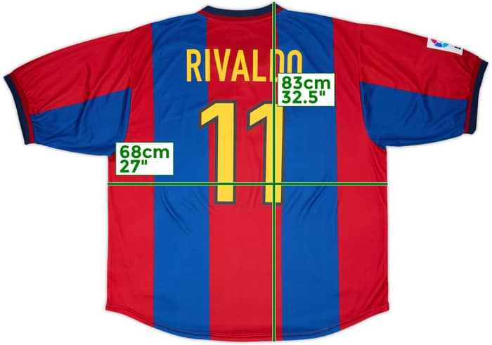 1998-00 Barcelona Home Shirt Rivaldo #11 - 8/10 - (XXL)