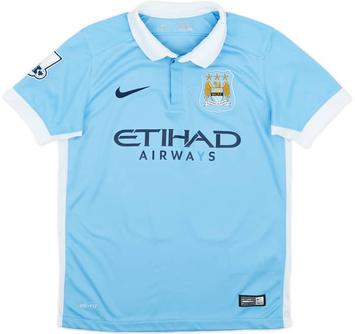2015-16 Manchester City Home Shirt Kun Aguero #10 - 6/10 - (M.Boys)
