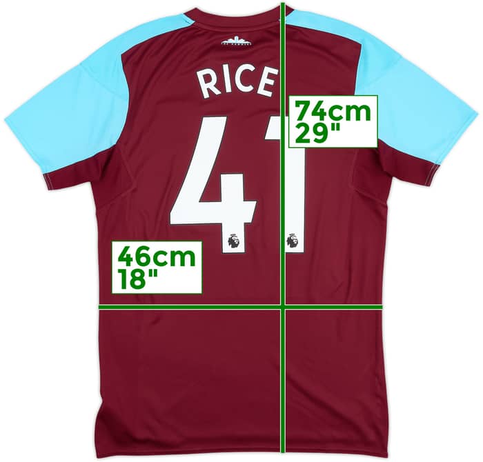 2017-18 West Ham Home Shirt Rice #41 - 9/10 - (M)