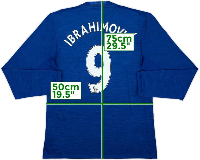 Camiseta de visitante de manga larga del Manchester United 2016-17 Ibrahimovic #9 - 9/10 - (M)