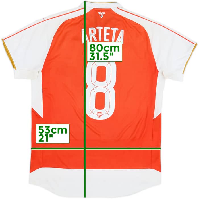2015-16 Arsenal Home Shirt Arteta #8 - 5/10 - (L)