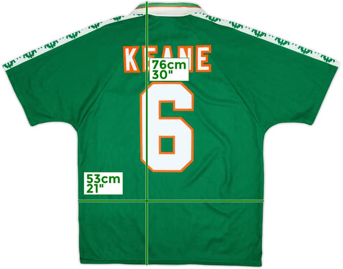 1996-98 Ireland Home Shirt Keane #6 - 8/10 - (L)