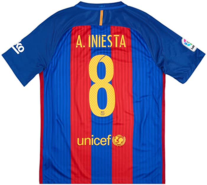 2016-17 Barcelona Home Shirt A.Iniesta #8 - 9/10 - (M)