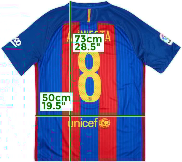 2016-17 Barcelona Home Shirt A.Iniesta #8 - 9/10 - (M)