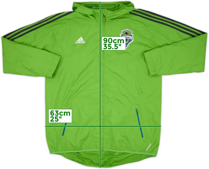 2012 Seattle Sounders adidas Chaqueta impermeable con capucha - 9/10 - (XXL)