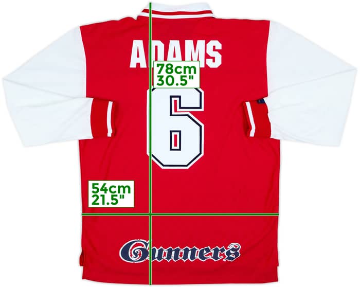 1996-98 Arsenal Home L/S Shirt Adams #6 - 8/10 - (XL)