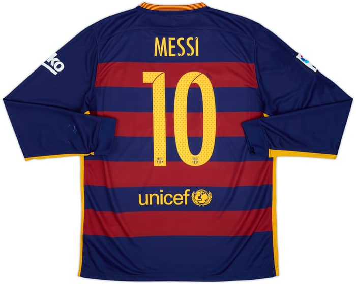 2015-16 Barcelona Local Manga Larga Camiseta Messi #10 - 8/10 - (L)