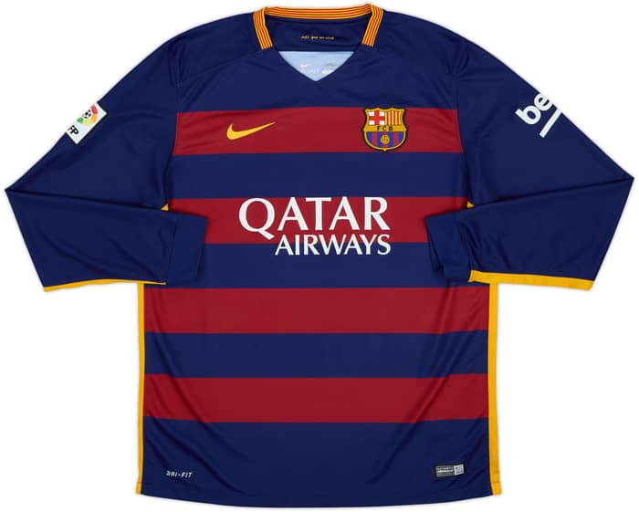 2015-16 Barcelona Local Manga Larga Camiseta Messi #10 - 8/10 - (L)