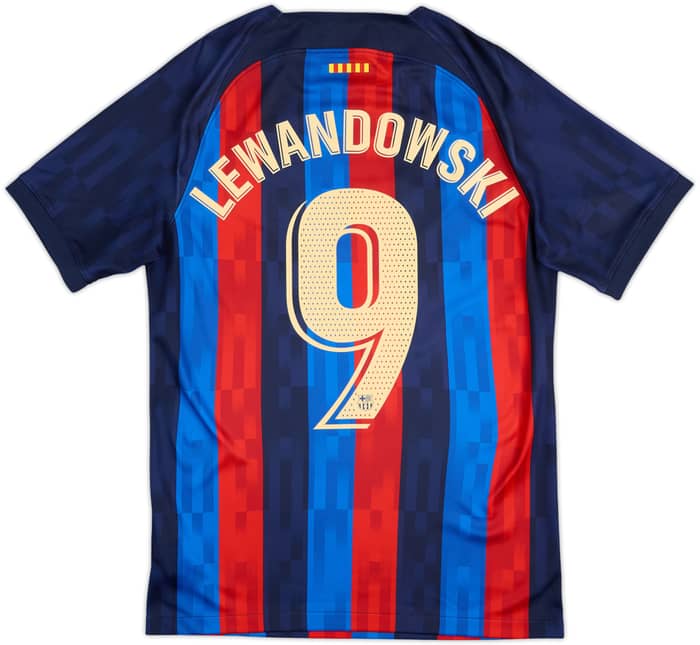 2022-23 Barcelona Home Shirt Lewandowski #9 - 9/10 - (S)