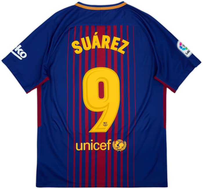 2017-18 Barcelona Home Shirt Suarez #9 - 9/10 - (M)