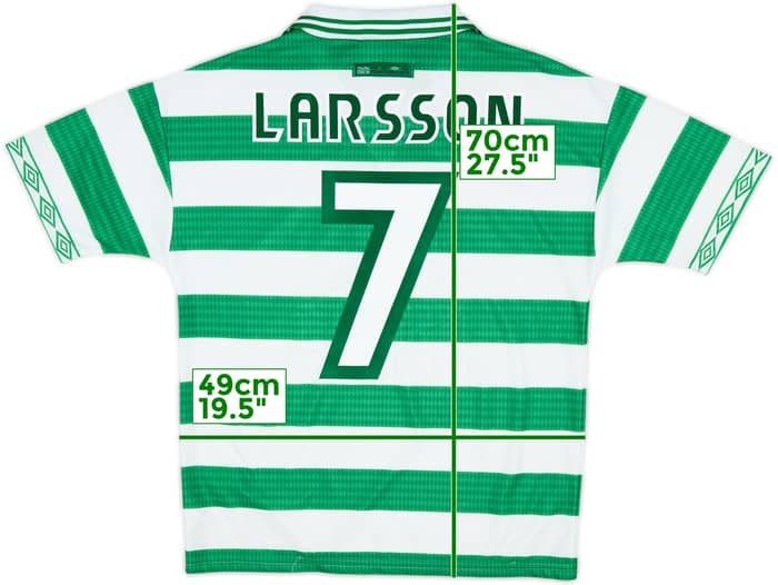 1997-99 Celtic Home Shirt Larsson #7 - 8/10 - (Y)
