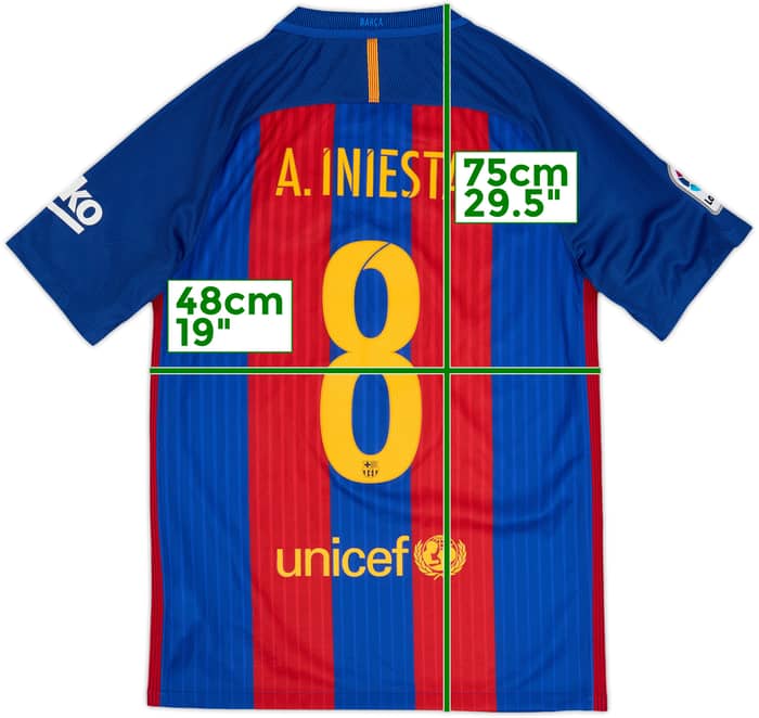 2016-17 Barcelona Home Shirt A.Iniesta #8 - 8/10 - (S)