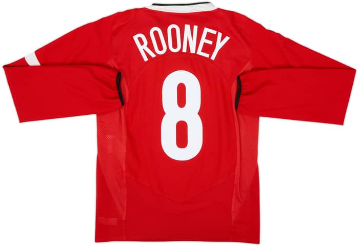 2004-06 Manchester United Home L/S Shirt Rooney #8 - 8/10 - (S)