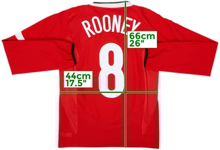 2004-06 Manchester United Home L/S Shirt Rooney #8 - 8/10 - (S)
