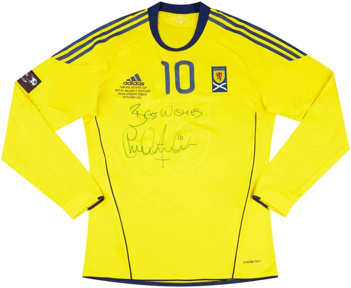 2011 Scotland Match Issue Nations Cup Signed Away L/S Shirt #10 (Adam) v Ireland