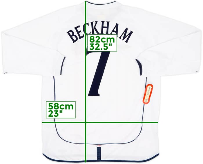 2001-03 England Home L/S Shirt Beckham #7 (XL)