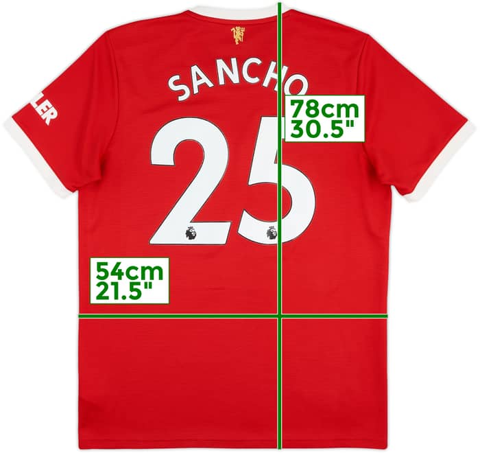 2021-22 Manchester United Home Shirt Sancho #25 - 9/10 - (L)