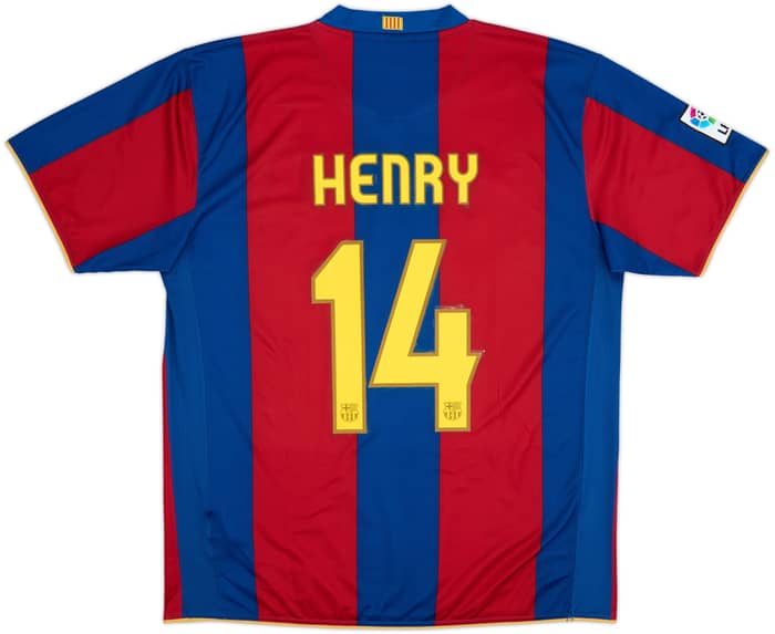 2007-08 Barcelona Home Shirt Henry #14 - 7/10 - (XL)