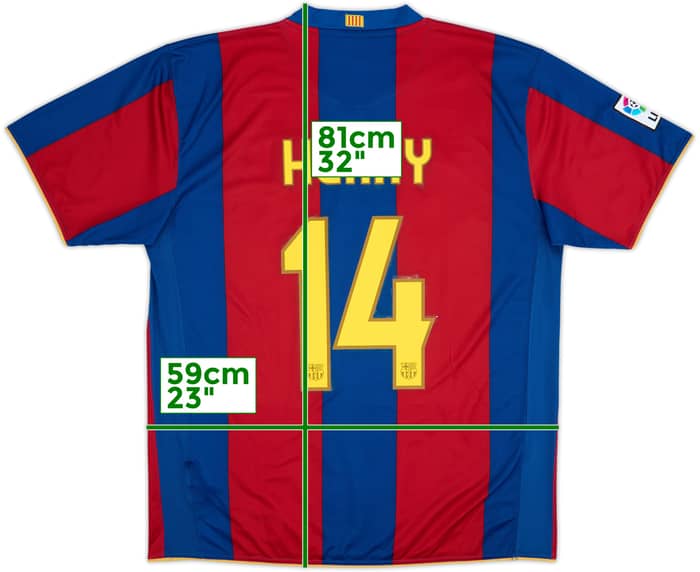 2007-08 Barcelona Home Shirt Henry #14 - 7/10 - (XL)