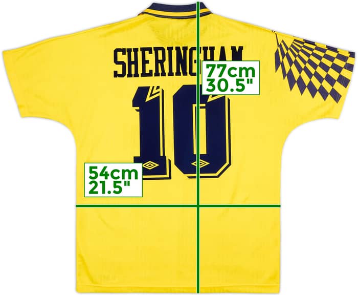 1991-95 Tottenham Away Shirt Sheringham #10 - 8/10 - (L)