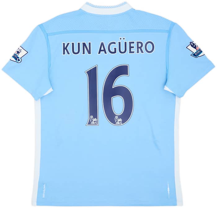 2011-12 Manchester City Home Shirt Kun Aguero #16 - 6/10 - (L)
