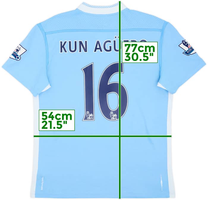 2011-12 Manchester City Home Shirt Kun Aguero #16 - 6/10 - (L)