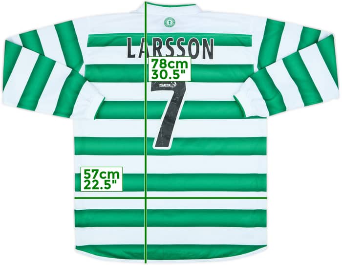 2003-04 Celtic Home L/S Shirt Larsson #7 - 7 /10 - (L)