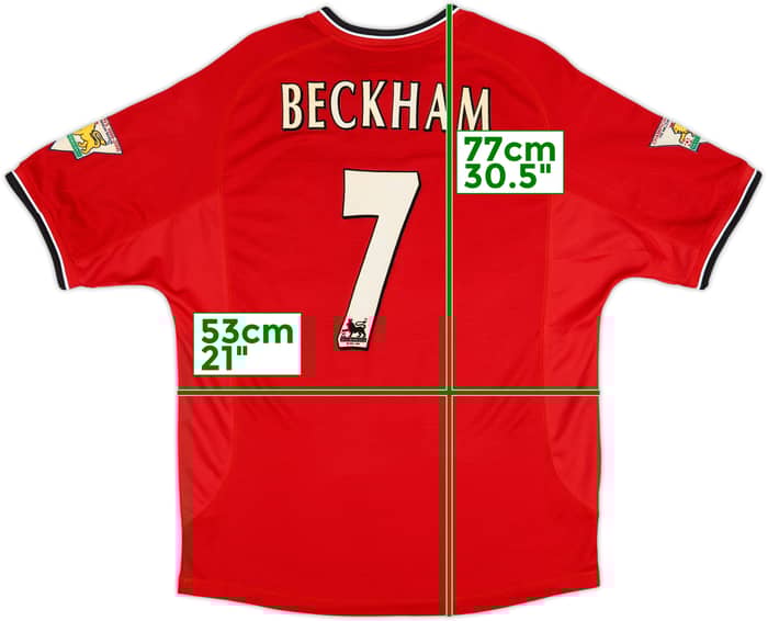 2000-02 Manchester United Home Shirt Beckham #7 - 8/10 - (M)